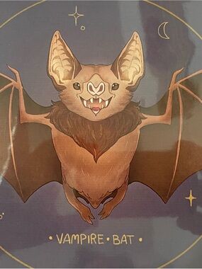 Vampire Bat Art Print - Brown + Navy Illustration